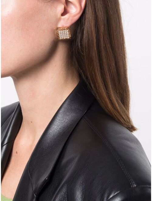 Versace crystal-embellished logo earrings