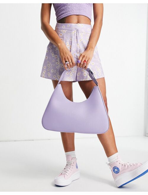 Monki Leona faux leather shoulder bag in lilac