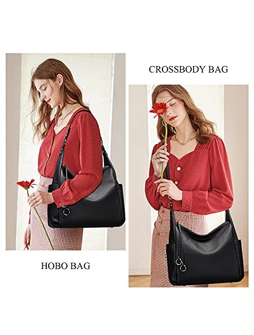 OVER EARTH Genuine Leather Purses and Handbags Shoulder Bags for Women Ladies Hobo Crossbody Purse Large