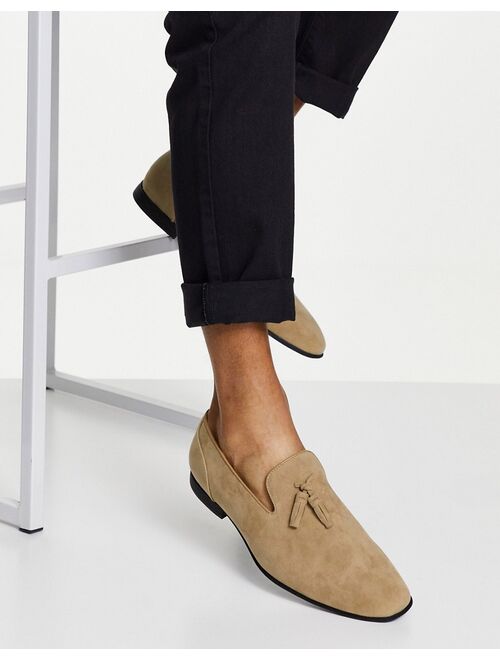 Asos Design loafers in stone faux suede loafer