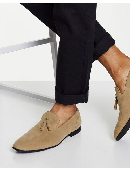 Asos Design loafers in stone faux suede loafer