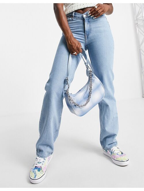 Weekday Chain recycled shoulder bag in blue check