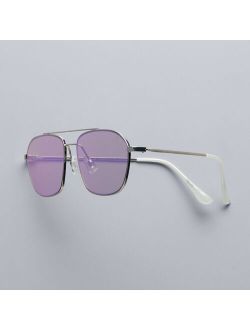56mm Oversized Silver Tone Pilot Sunglasses