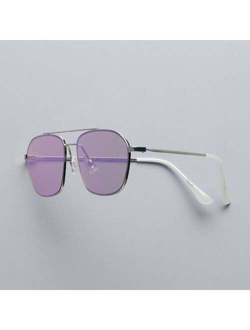 Women's Simply Vera Vera Wang 56mm Oversized Silver Tone Pilot Sunglasses
