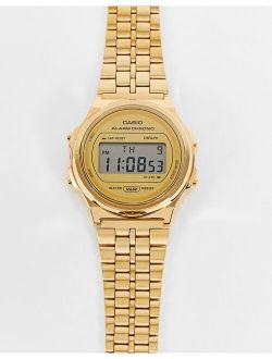 Vintage unisex round bracelet watch in gold A171WEG-9AEF