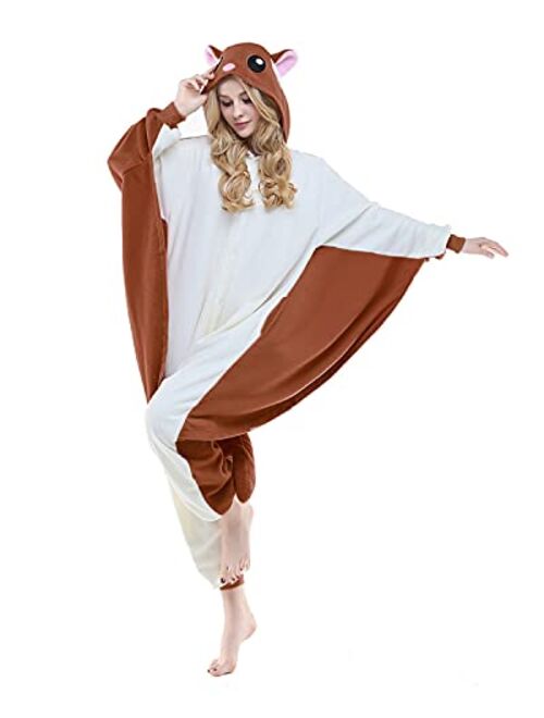 NEWCOSPLAY Unisex Adult Kid Flying Squirrel Pajamas Plush One Piece Costume Family