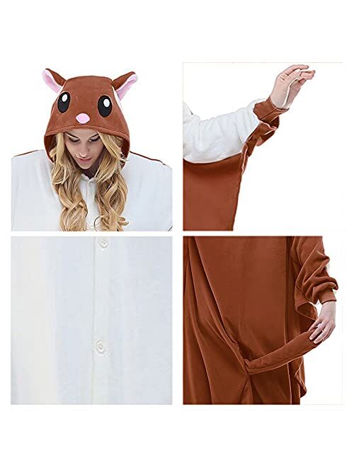 NEWCOSPLAY Unisex Adult Kid Flying Squirrel Pajamas Plush One Piece Costume Family
