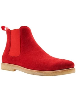 JIONS Slip-on Suede Chelsea Boots Men, Genuine Leather Ankle Dress Bootie with Crepe Sole