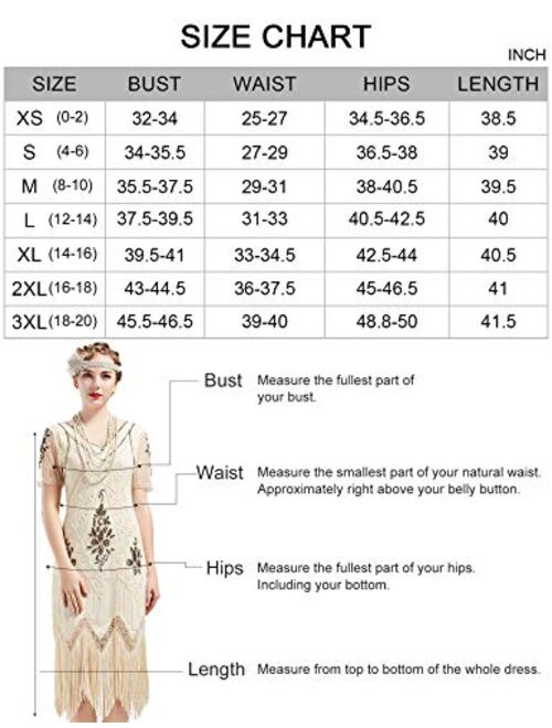 BABEYOND 1920s Art Deco Fringed Sequin Dress 20s Flapper Gatsby Costume Dress