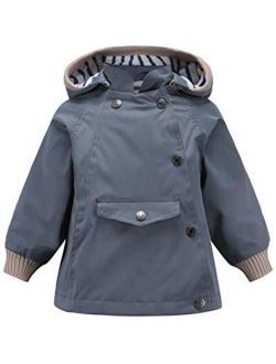Mallimoda Boys Girls Waterproof Rain Jacket Coat Cotton Lined Raincoat Windproof Hoodies Outwear