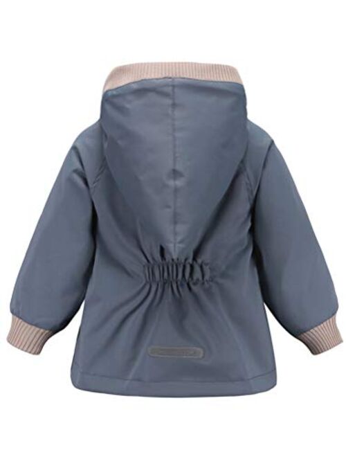 Mallimoda Boys Girls Waterproof Rain Jacket Coat Cotton Lined Raincoat Windproof Hoodies Outwear