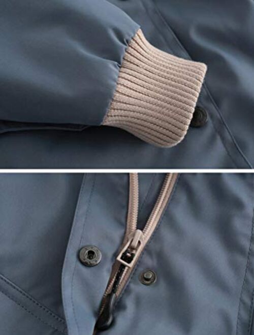 Mallimoda Boys Girls Waterproof Rain Jacket Coat Cotton Lined Raincoat Windproof Hoodies Outwear