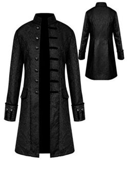 Mens Vintage Tailcoat Jacket Goth Long Steampunk Formal Gothic Victorian Frock Coat Costume for Halloween