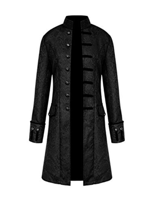 Mens Vintage Tailcoat Jacket Goth Long Steampunk Formal Gothic Victorian Frock Coat Costume for Halloween