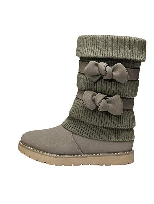DREAM PAIRS Girl's Winter Snow Boots Faux Fur Lined Mid Calf Shoes