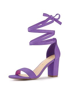 Women's Lace Up and Ankle Strap Chunky Heel Sandals