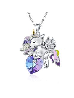 PDTJMTG Sterling Silver Unicorn Necklace with Crystal Unicorn Lovers Gift for Girl Women