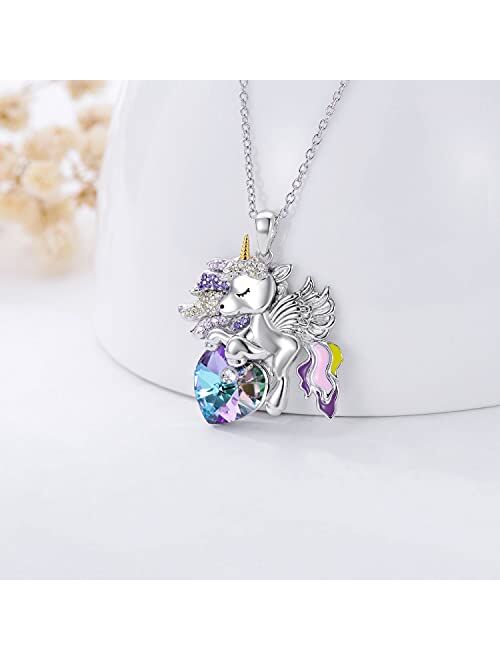 PDTJMTG Sterling Silver Unicorn Necklace with Crystal Unicorn Lovers Gift for Girl Women