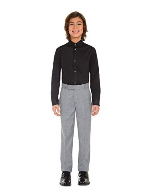 Calvin Klein Boys' Long Sleeve Sateen Dress Shirt, Style with Buttoned Cuffs & Shirttail Hem, Solid Color