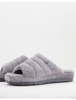 fluff slippers in gray