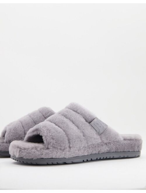 UGG fluff slippers in gray