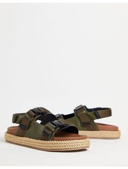 tech sandals in khaki with natural rope sole