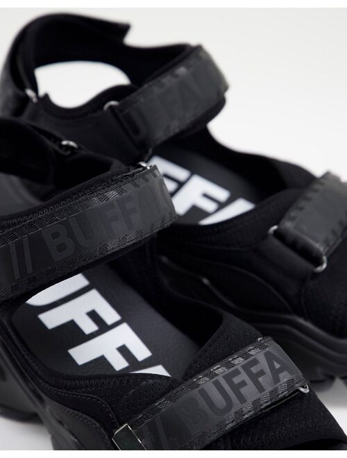 Buffalo vegan chunky sandals in black