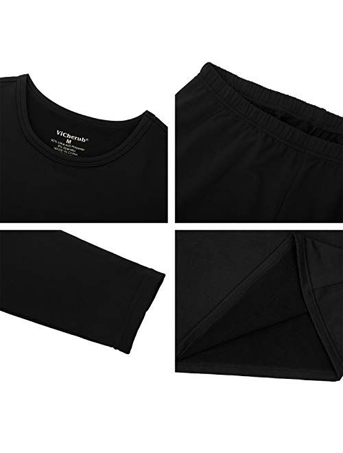 Girls Thermal Underwear Set Kids Long Johns Fleece Lined Base Layer Top & Bottom