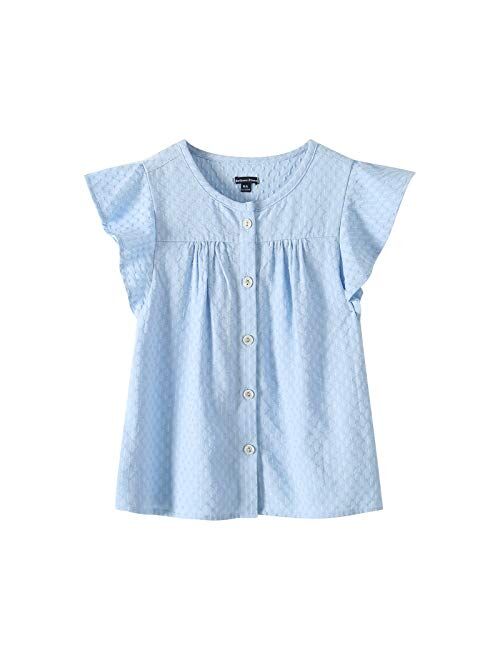 Sofinee Place Girls Button Down Blouse Summer Short Sleeve Shirts 3 Years to 12 Years