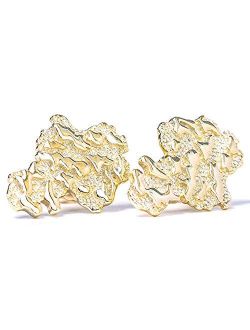 Men's 14k Gold Plated Gold Nugget Stud Earrings