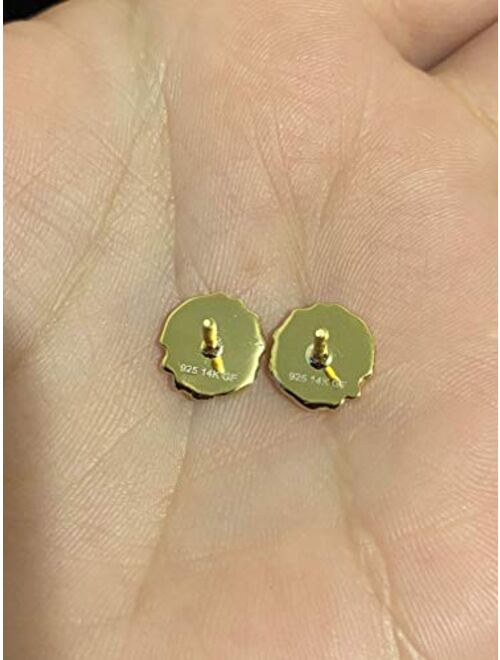 Mens Ladies 14K Gold Over Silver Lab Diamond Nugget Earrings Screw Back Studs Iced Out aretes para hombre - Men's Earrings, Screw Back, Men's Jewelry, Hip hop Earring