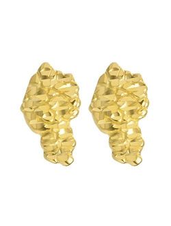 Men's Rapper Nugget 925 Silver in Gold Plated Screw Back Earrings SHS 654 G