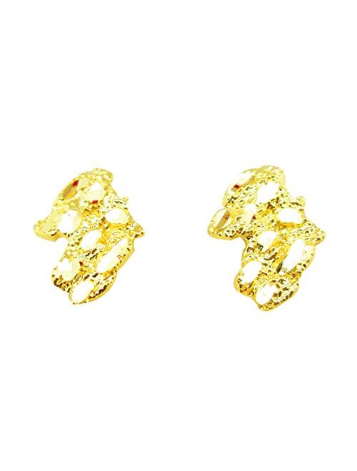 Mens 10k Yellow Gold Nugget Earrings