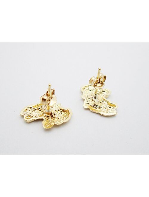 Mens 10k Yellow Gold Nugget Earrings