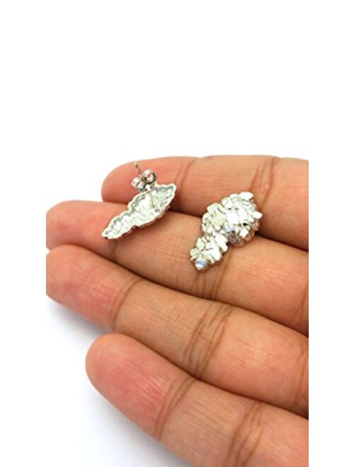 Mens Hip Hop White Gold Finish 925 Sterling Silver Nugget Stud Earrings