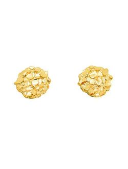 10K Yellow Gold Nugget Earrings Round Nugget 1.0 g