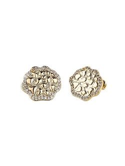 OYOGAA 14K Gold Plated Iced Out Nugget Earrings For Men Lab Created Diamond CZ Rough Textured Nugget Stud Pierced Earring In Gold Tone Gold Nugget Earrings For Men Woman