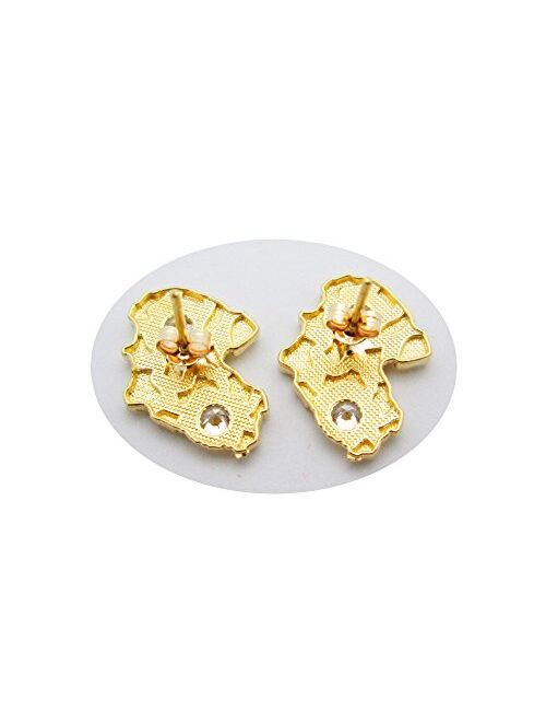 10k Yellow Gold Small Nugget Earrings With CZ