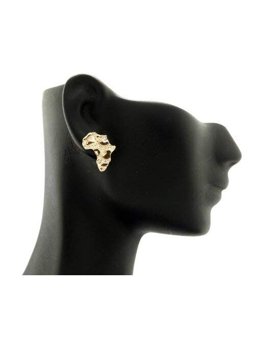 Goldtone Small Africa Nugget Stud Earrings (R-3149)