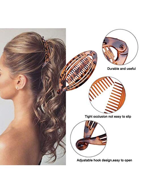 Aaiffey 4pcs Banana Hair Clips Vintage Clincher Combs Tool for Thick Curly Hair Accessories Fishtail Hair Clip Combs Double Banana Clip Set for Women Girls