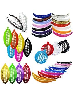 Banana Clip - Clincher Combs - Colored Banana Hair Clips - No Slip - 25 Pcs Set By CoverYourHair