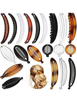 20 Pieces Banana Hair Clips Set Vintage Clincher Combs Classic Large Double Comb Banana Clips Fishtail Hair Clips Ponytail Banana Holder Clips Rounded Edges Hair Clips fo