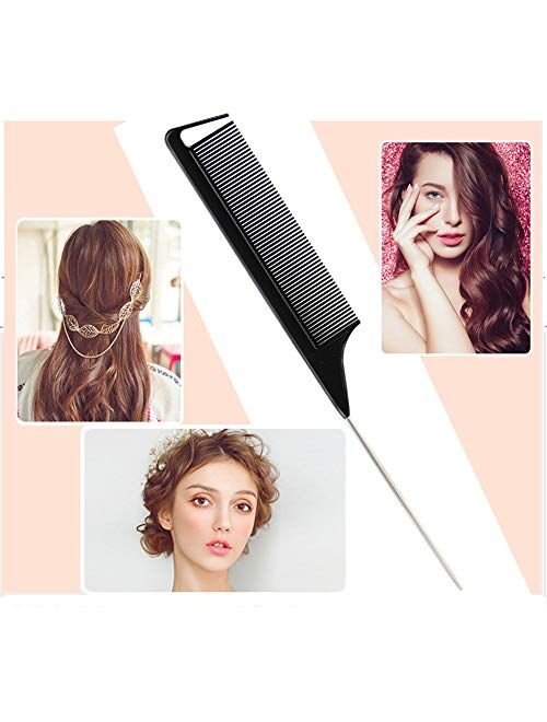 3Pcs Rat Tail Combs,Barber Styling Combs for Women,Anti Static Heat Resistant Hairdressing Comb Trati(Hair Comb，Pink)