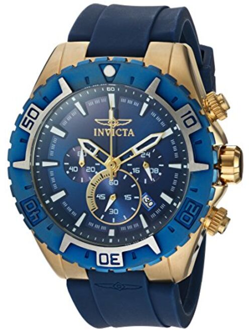 Invicta Men's Aviator Stainless Steel Quartz Watch with Silicone Strap, Blue, Black 26 (Model: 22523, 22525)