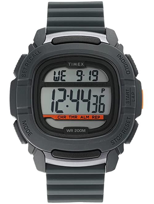 Timex 47 mm Command 47 Grey Case Digital Dial Grey Silicone Strap