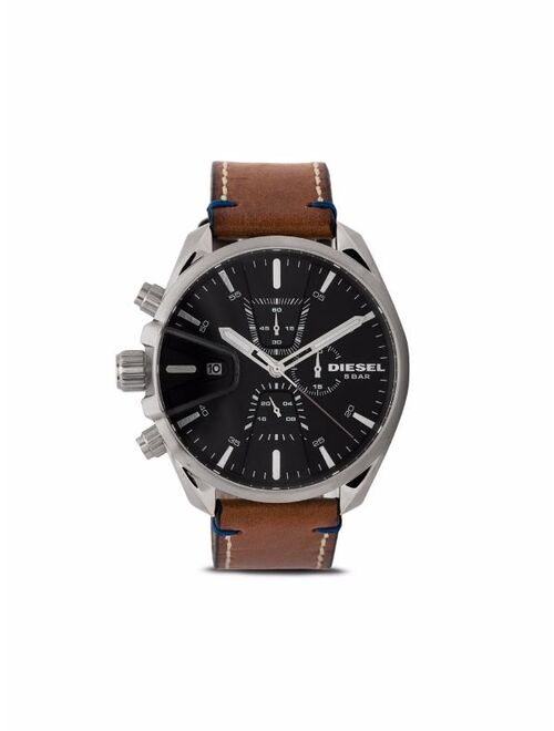 Diesel MS9 47mm Leather Chronograph Watch