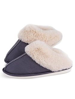 Men's Cozy Memory Foam Slippers,Fuzzy Soft Lining,Warm Anti-Skid Indoor Outdoor House Shoes