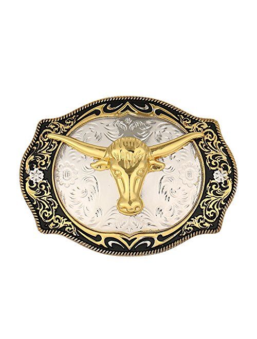 Longhorn bull Belt Buckle for Men- Western Rodeo Texas Cowboy Large Belt Buckles