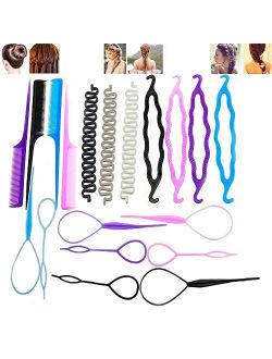 hair braiding tools 19 pieces set wire winder hair styling hair ringing styling tools for girls' hair braiding tool (19-piece set)