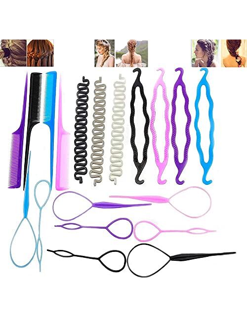 hair braiding tools 19 pieces set wire winder hair styling hair ringing styling tools for girls' hair braiding tool (19-piece set)